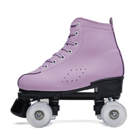 Patins à roulettes pour femmes et hommes, patins classiques à double rangée en cuir PU à tige haute, pour intérieur et extérieur, chaussures et sac pour débutants