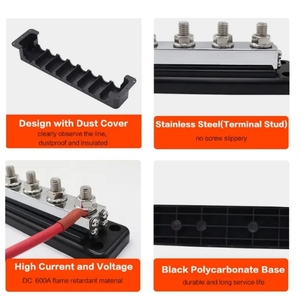 24V 48V đỏ đen thanh xe buýt phân phối điện khối 600A khối thiết bị đầu cuối 8 cách thanh xe buýt M8 đinh tán cho pin biển Ô tô - Product Image 5