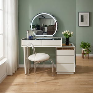 Modern Makeup Vanity Table <b>With</b> <b>Lighted</b> <b>Mirror</b> Storage Desk For Bedroom Furniture - Product Image 3