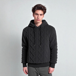 Sweat à capuche en polaire pour homme, couleur unie, coupe ample, longueur normale, 100% polyester, sweat à capuche chaud pour l'automne et l'hiver - Product Image 2