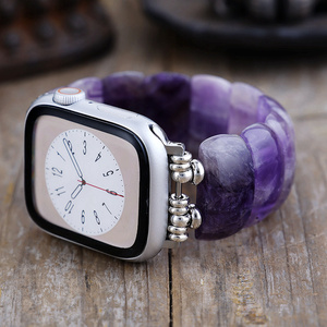 <span class=keywords><strong>Bracelet</strong></span> <span class=keywords><strong>de</strong></span> montre extensible en améthyste <span class=keywords><strong>de</strong></span> luxe, style ethnique, respirant, pour femme, compatible avec les séries 11, 10, 9, 46 mm, 42 mm - Product Image 2
