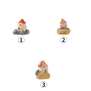 Juego de 3 adornos de casa en miniatura de resina para decoración de jardín, pintados a mano, de forma irregular independiente - Product Image 4