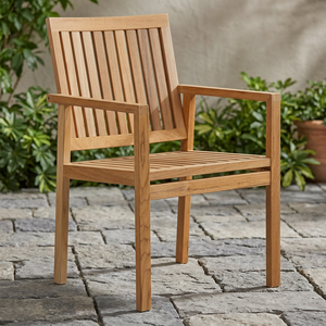 Fauteuil d'extérieur moderne en teck massif, chaise de jardin en bois pour villa et parc, résistant à l'eau et écologique - Product Image 3