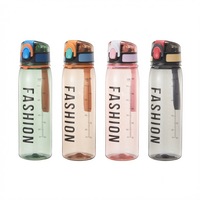 Bouteille d'eau en plastique de 600 ml à ouverture à une main pour la rentrée scolaire, gourde de sport avec cordon
