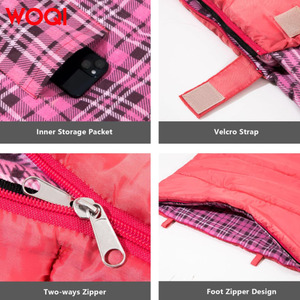 Sac de couchage en flanelle de coton Woqi, type enveloppe, pour adultes, trois saisons, randonnée, camping, respirant, 1,3 kg, noir, rose rouge - Product Image 5