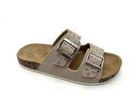 Meilleures ventes Été Tendances de la mode Classique OEM Logo personnalisé Conception PVC Semelle d'injection Daim Liège Femmes Sandales Chaussures plates