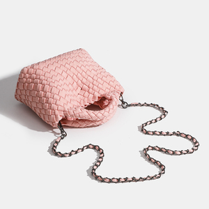Ensemble de sacs à main en cuir vegan pour femme, couleur unie, sac fourre-tout tissé à la main, pochette, sac à bandoulière, résistant à l'eau, avec chaîne - Product Image 4