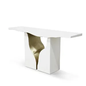价格优惠装饰现代豪华白金控制台桌意大利风格画在镜面大圆咖啡桌上