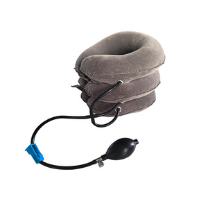 Attelle de cou gonflable grise en polaire intégrale avec support de traction pour usage domestique, dispositif de correction manuel - Product Image 1