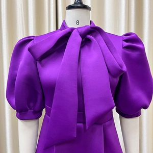 Nuevo Vestido Elegante de Mujer Corte A Cintura Alta Manga Corta para Fiesta de Verano Vestido Largo Formal de Dama en Color Sólido - Product Image 4