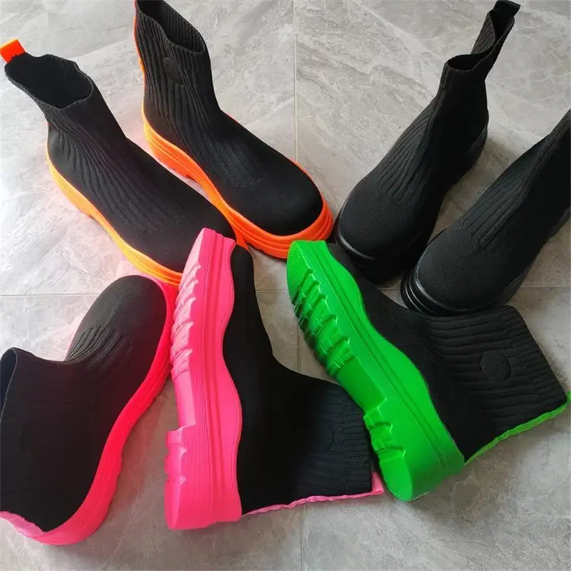 2023 New Fashion Sock Boot Red Bottoms Shoes Hip Hop Platform Boots Women Shoes Ankle Boots For Women