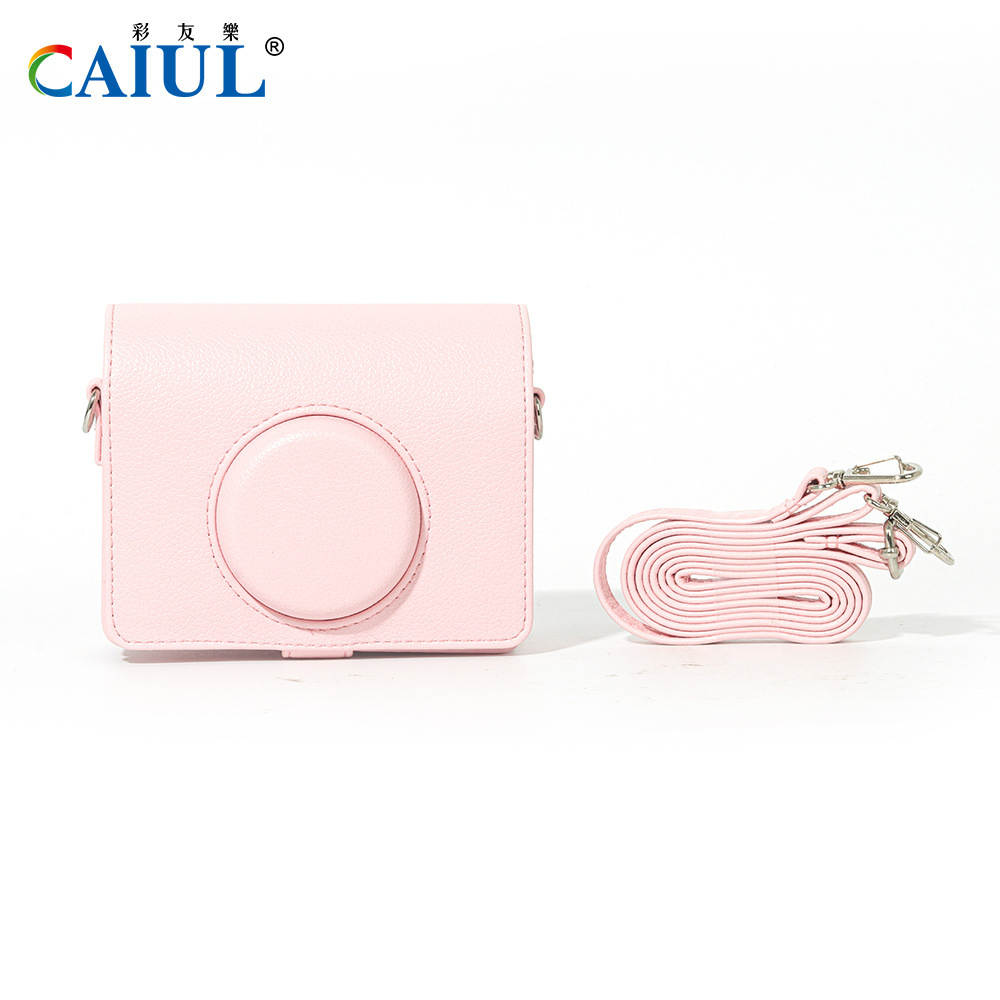 Bolso para cámara retro de cuero Mini evo rosa claro