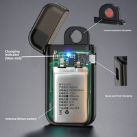 Briquet rechargeable haut de gamme coupe-vent, design créatif et moderne, cadeau pour homme, vente en gros, en plastique