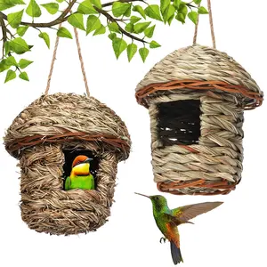 Casinha de pássaros, casa de pássaro trançada ao ar livre, pendurado, de bolso, para casas de pássaros