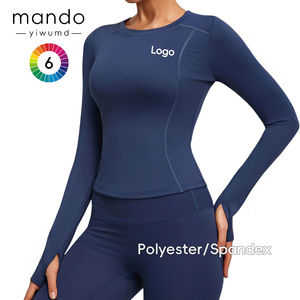 <span class=keywords><strong>T</strong></span>-<span class=keywords><strong>shirt</strong></span> de sport à manches longues pour <span class=keywords><strong>femme</strong></span> avec logo personnalisé, vente en gros OEM, yoga, pilates, taille plus, XXXL - Product Image 1