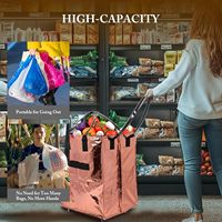 Bolsas de Compras Reutilizables de Material PE, Estilo Americano, con Ruedas, Plegables, con Asa y Ruedas en la Parte Inferior, para Viajes, Lavandería y Picnic