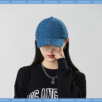 Gorra de mezclilla transpirable con visera curva desgastada, ajustable, unisex, estilo vintage, para exteriores, OEM, personalizable en pequeños lotes
