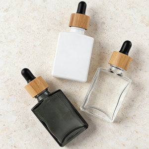 Nueva botella cosmética <span class=keywords><strong>de</strong></span> bambú esmerilado <span class=keywords><strong>de</strong></span> madera creativa ambiental botella cuentagotas <span class=keywords><strong>de</strong></span> vidrio rectangular para aceite esencial con 50ml - Product Image 5