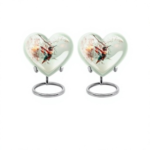 Ensemble de 2 pièces belle urne commémorative de crémation coeur d'oiseau colibri pour cendres humaines urne funéraire décorative souvenir - Product Image 1