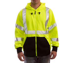 पुरुषों की हाई-विज़ सुरक्षा चिंतनशील जैकेट जिपर हुडी स्वेटर शर्ट - Product Image 5