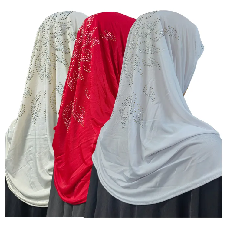 Müslüman başörtüsü kadın Khimar başörtüsü baş atkılar taşlar müslüman kızlar/çocuklar türban şal eşarp yumuşak Jersey hicap Caps şapka islam