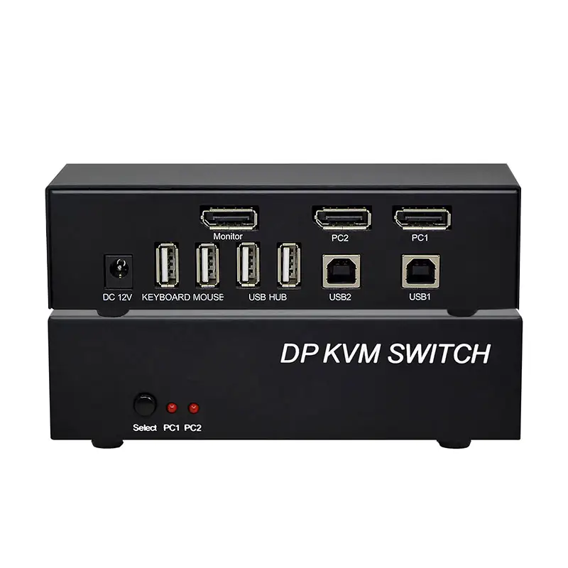 4K 60Hz 2 Port DP Switcher 2 in 1 out DP Switch with KVM USB HUB