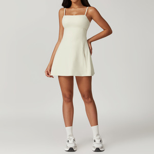 Vestido DE TENIS liso con logotipo personalizado, vestido de golf para mujer, falda de tenis a la moda para mujer, falda de tenis de una pieza para gimnasio, vestido deportivo sin mangas - Product Image 2