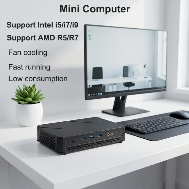 Powerful AMD Ryzen 7 Mini Computer 5800H DDR4 M.2 NVMe SSD Desktop PC Dual 2.5G RJ45 Micro PC for Office Business School Lab