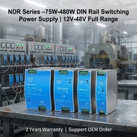 Alimentation industrielle sur rail DIN 76,8 W NDR-75 12 V 24 V 48 V Convertisseur AC-DC avec PFC actif Sortie simple