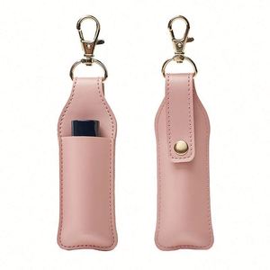 Portable PU <b>Leather</b> Lipstick Storage Case with Light <b>Keychain</b> Single Lipstick Makeup Organizer Bag - Product Image 5