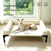 Lit surélevé orthopédique pour chien avec coussin amovible d'intérieur, en maille respirante