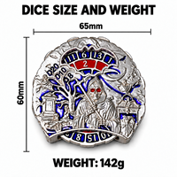 Roue de dés métallique double face 65mm 142g Émail bleu Six dés D20 D10% D12 D8 D6 D4 Jeux de table RPG Halloween