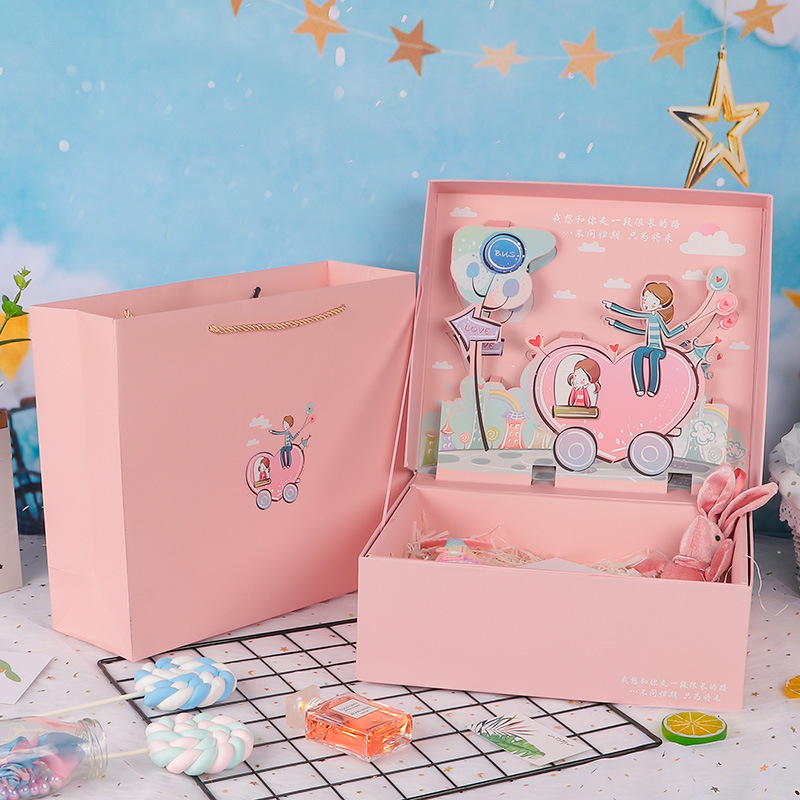 Boîte Cadeau Surprise Anniversaire - Avec Carte Pop-up 3D Et Enveloppes Pour Argent, Carton épais, à Monter Soi-même, Pour Amis Et Famille