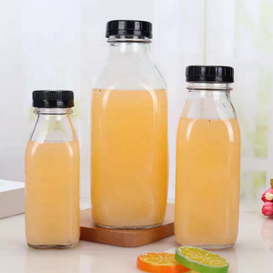 Large bouche 16oz 32oz 1 litre clair carré raisin Orange café confiture Sauce <span class=keywords><strong>miel</strong></span> jus bouteille bouteilles de lait verre avec bouchon à vis - Product Image 2