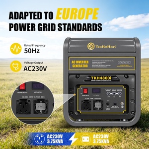 Générateur onduleur 3kW 230V 50Hz CE à onde sinusoïdale pure, faible THD, portable, essence, prise EU/UK, double sortie, réservoir 15L, 4 temps - Product Image 1