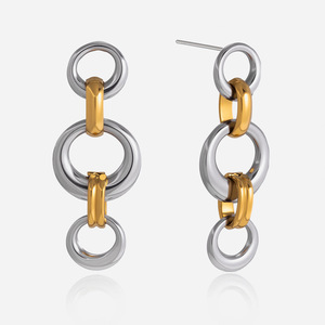 Drop Earrings Geometric Round Tassel <b>Titanium</b> Steel <b>Stud</b> Earrings For Women Fashion Jewelry - Product Image 1