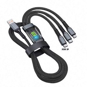 Câble de charge rapide numérique transparent en nylon 100W, trois-en-un, compatible Huawei et Android - Product Image 6