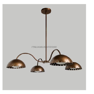 Stylish 1920s Mid Century Brass Dome Chandelier 4 <b>Light</b> Stilnovo Pendant <b>Ceiling</b> Lamp Sputnik Kitchen Island - Product Image 1