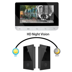 Interphone avec caméra kit d'interphone vidéo 2 fils contrôle d'accès avec IR Night Vision 7 ''écran intérieur