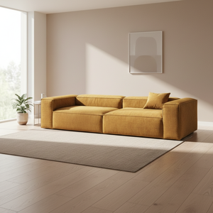 Divano a due posti a L in velluto a coste Wow per soggiorno, appartamento in affitto, camera da letto - Stile moderno e semplice - Product Image 1