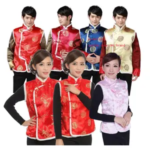 Ecowalson colete unissex estilo chinês qipao tang, traje grosso de veludo, tradicional para festa à noite, casamento, retrô
