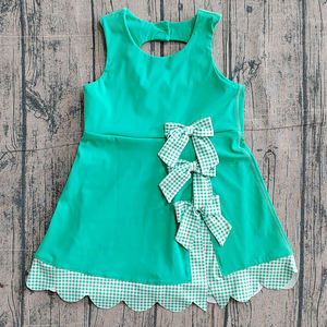 Pre-orden MOQ 5 Vestido de Algodón Orgánico Suave con Estampado de Halloween y Lazos Azules para Niños, Ropa Deportiva al por Mayor, Boutique Trendyism - Product Image 3