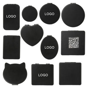 Espejo de maquillaje bonito al por mayor espejo de etiqueta privada personalizado hecho a mano mini espejos plegables de doble cara de PU con logotipo personalizado - Product Image 1