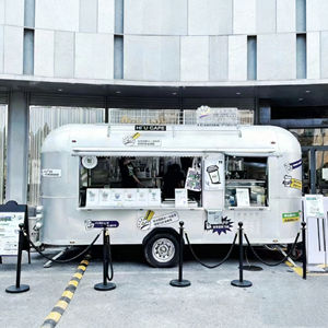 Chariot de vente ambulant commercial en acier inoxydable à 2 roues et 4 étagères pour glaces, fast-food, hot-dogs et snacks, idéal pour les stands de rue - Product Image 2