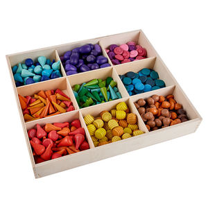 Blocs de construction arc-en-ciel en bois moderne Puzzle Set Cône Goutte d'eau Nid d'abeille Champignon Jigsaw Toy - Product Image 1
