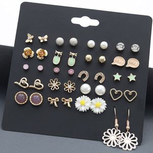 Korean Style <b>Earring</b> Set 20 Pieces Simple Cute Floral Design For Women Students Gift Fashion Jewelry Zinc Alloy Copper <b>Post</b> - Product Image 3
