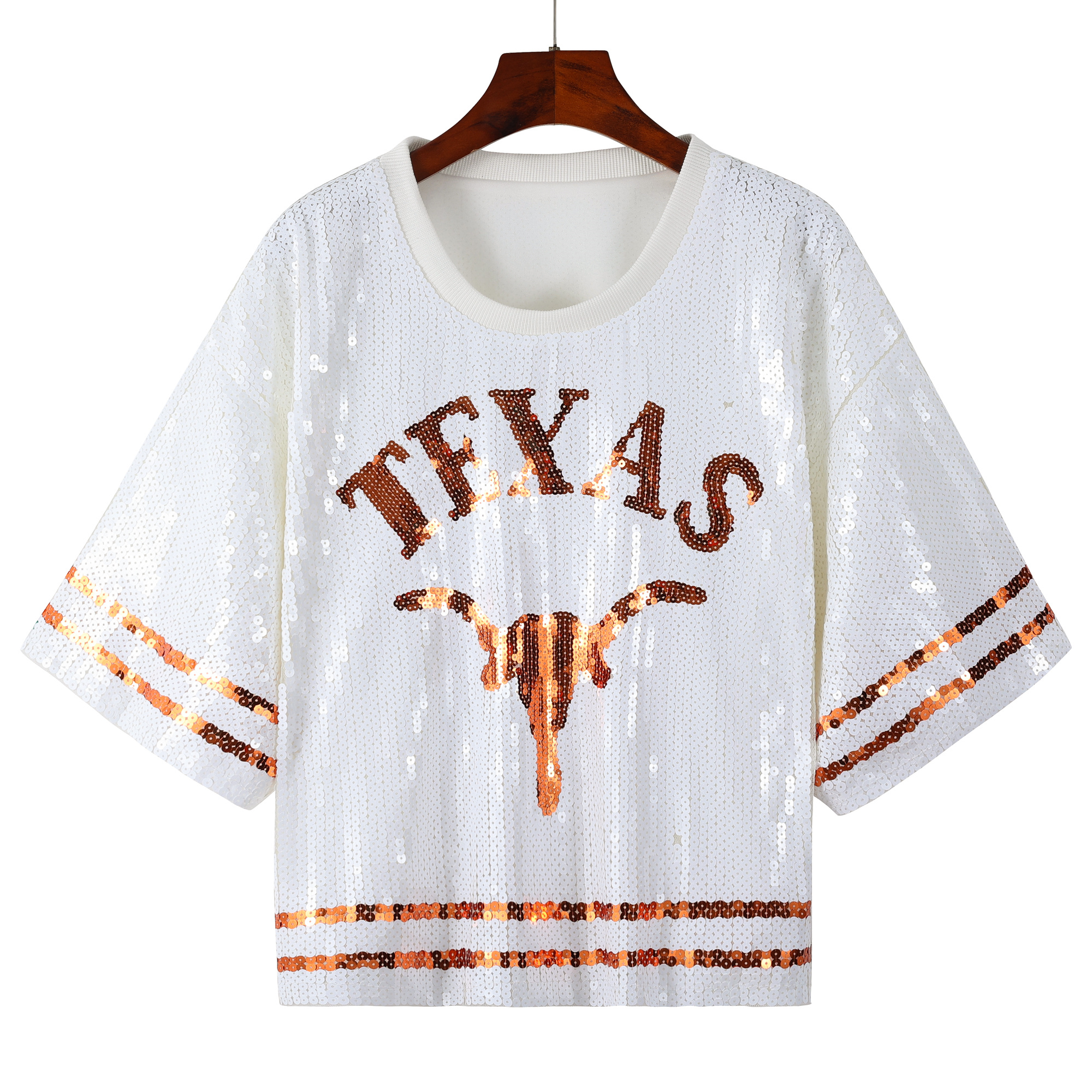 Women's High Quality Summer Casual T-Shirt Soft Full Sequin Eco-Friendly Polyester Size 2XL Breathable And Comfortable