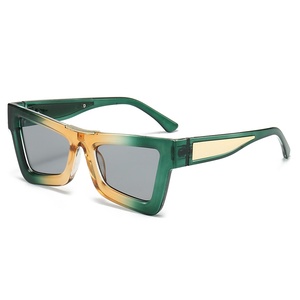 Lunettes de soleil de haute qualité avec logo personnalisé surdimensionné rétro des années 90 nuances simples à la mode Street Beat Green Cat Eye - Product Image 1