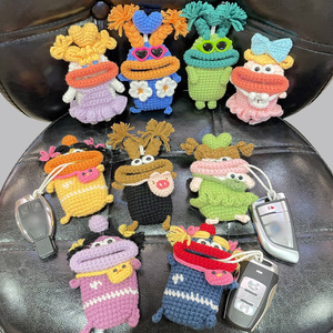 Weaving Car Key case with Buckle Crochet Knitting Cartoon Cute Sausage-shaped Mouth Car Key Remote Control Protective case Gift - Product Image 3