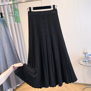 Gonna a trapezio in cotone a vita alta da donna con motivo solido all'ingrosso bellissimo impero lungo traspirante Casual - Product Image 2